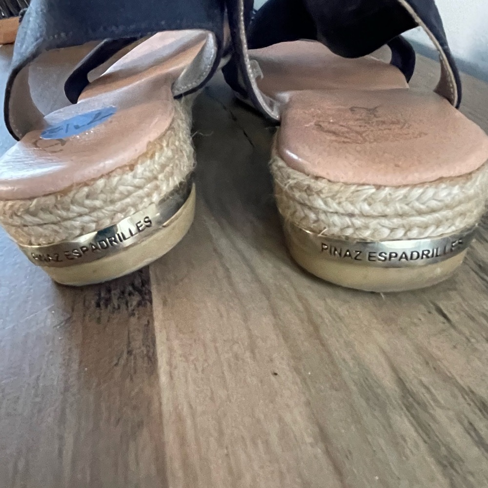 Pinaz Ladies Espadrilles black suede sandals shoes size 7.5 - Picture 7 of 10